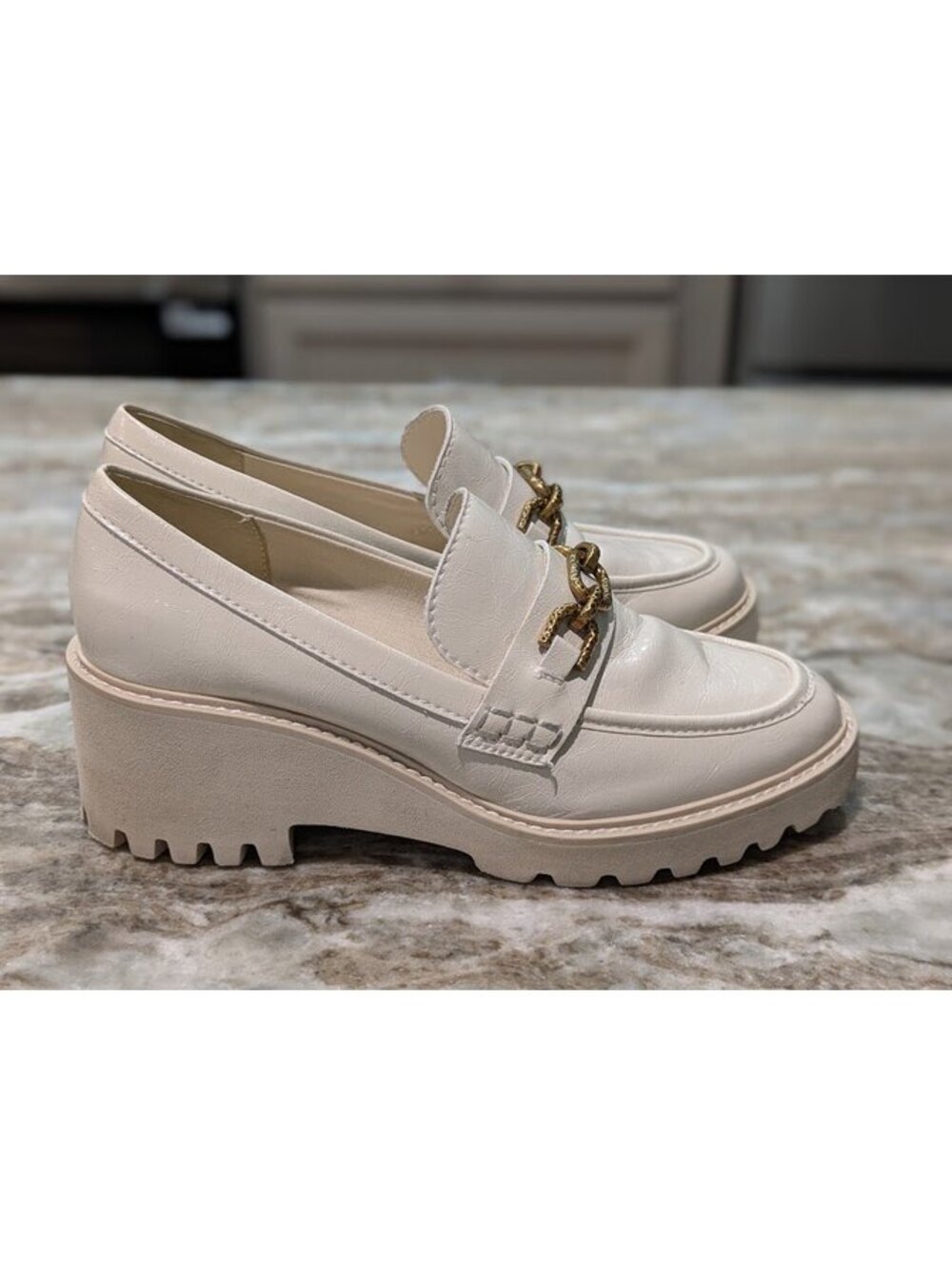 Dolce Vita Cream Chain Loafers Size 8.5